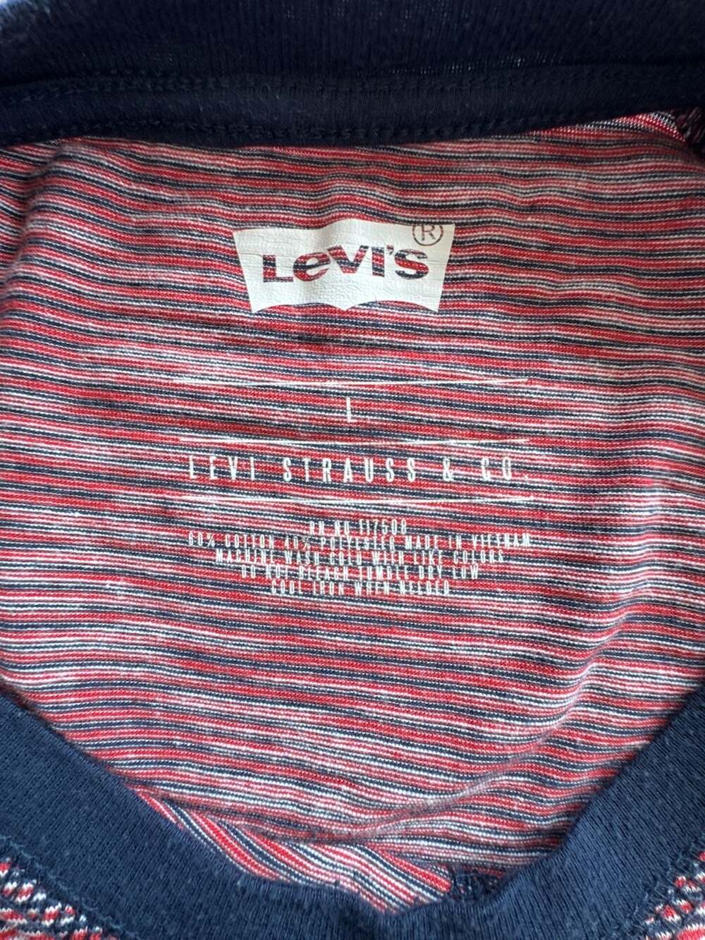 Levi's Striped Long Sleeve Shirt Size L Red